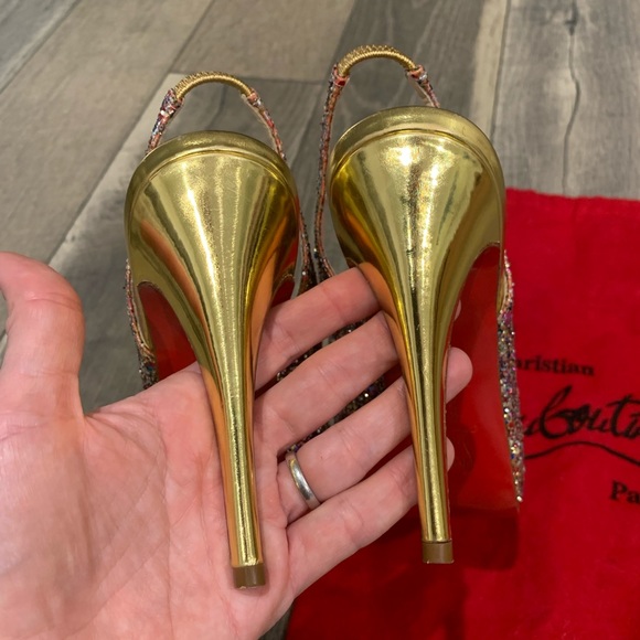 Christian Louboutin gold glitter no prive heels - Picture 6 of 8
